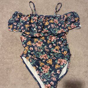 PinkBlush Maternity Swimsuit Blue and Pink Floral